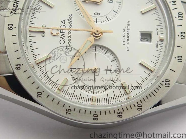 0718 Speedmaster ’57 Co-Axial OMF 1:1 Best Edition White Dial RG Markers On SS Bracelet A Elegant 8144